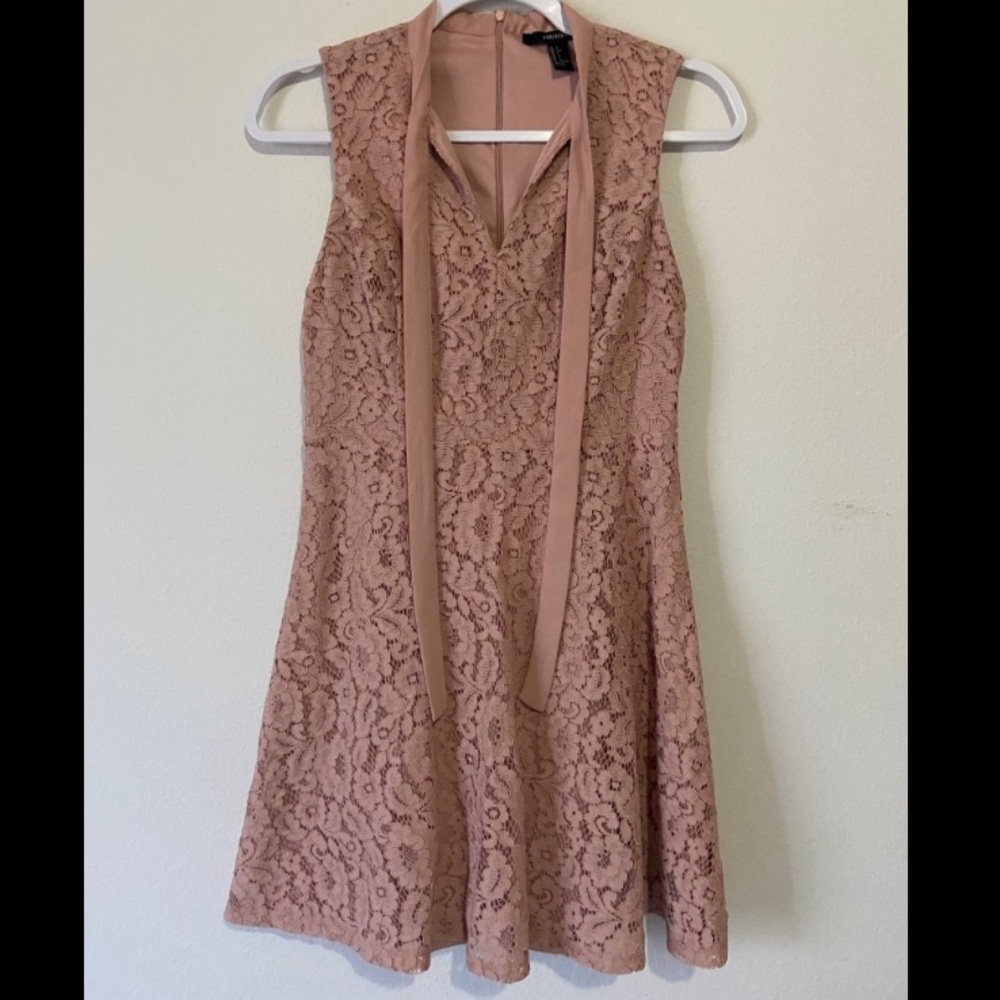 Blush pink lace dress